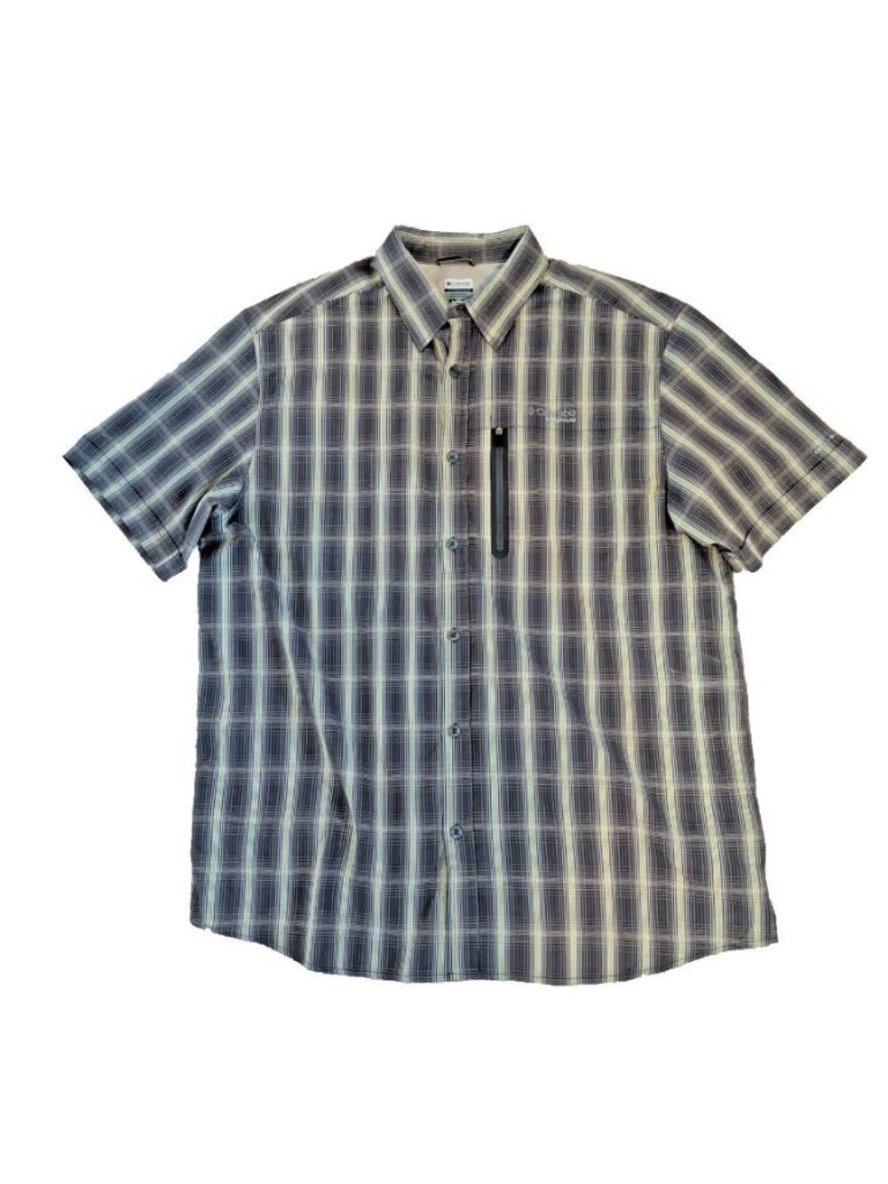 Columbia Shirt Mens Large Titanium Vented Short Sleeve Button Down Gray Gorpcore